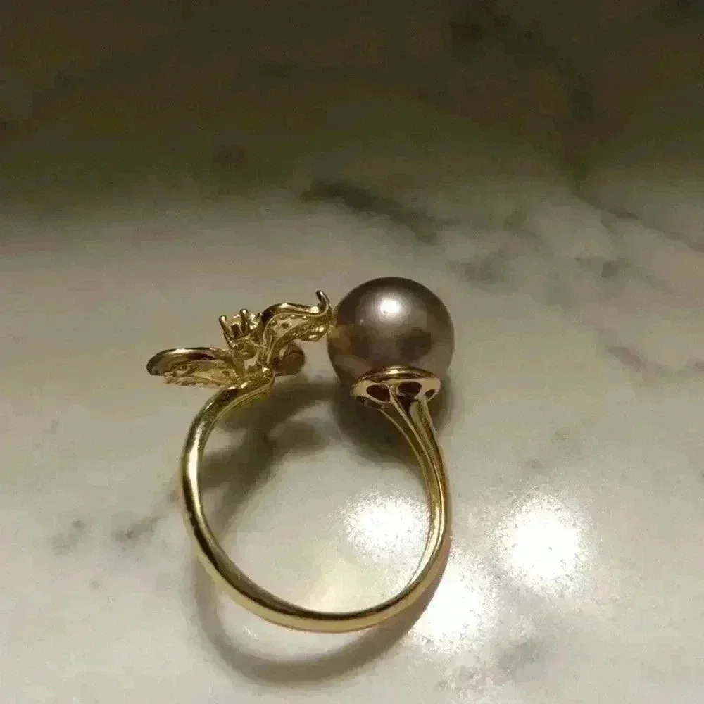 10mm Custom Made Genuine Pearl Clover Ring